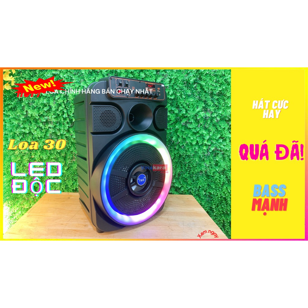 [Hát karaoke hay nhất] Loa kéo 3 tấc karaoke đèn Led, loa chính hãng, tặng 2 micro UHF hát như ca sỹ