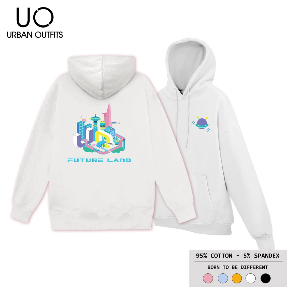 Áo Hoodie Nam Nữ Form Rộng URBAN OUTFITS In Future Land HOO01 Chui Đầu Thun Cotton Nỉ