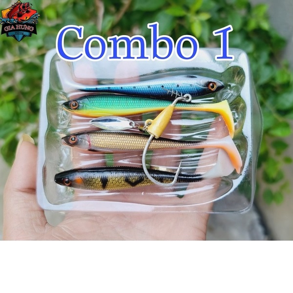 Combo 4 Con Mồi Câu Cá NFF Chính Hãng 4 Màu + 1 Lưỡi Ar15 Chì Đồng 5cm, 4cm