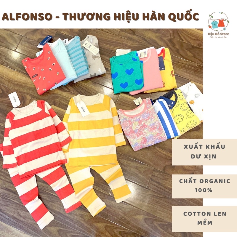 Bộ dài tay Bé trai Bé gái chất len tăm Allo&amp;Lugh Alfonso Hàn Quốc size 7 -21kg - Bộ quần áo thu đông xuất dư xịn