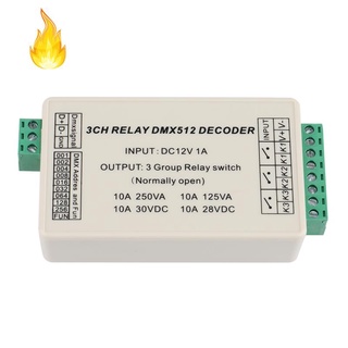 Rơ le điều khiển đèn led dc12v 10ax3 kênh dmx512 ws-dmx-relay