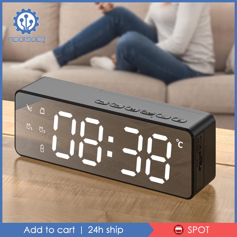 Loa Bluetooth Không Dây Kiêm Đồng Hồ Báo Thức Tích Hợp Fm Radio Có Đèn Led