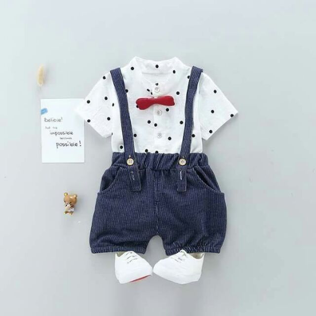Yếm Nơ Đỏ Áo Chấm Bi Bé Trai 6-16kg - Hàng Quảng Châu- Không Phải Hàng Xưởng Nhái - SHUBISHOP