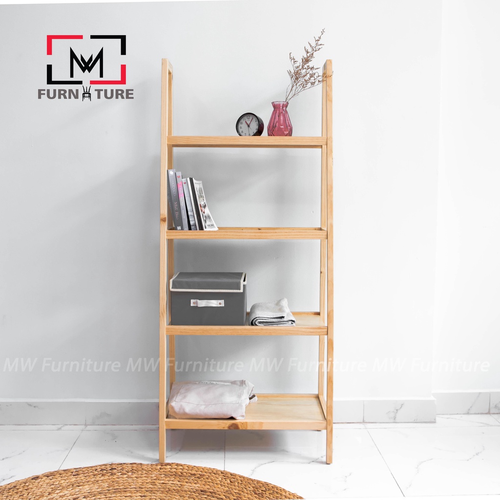 Nowship hcm - Kệ sách gỗ đa năng 4 tầng nhiều màu thương hiệu MW FURNITURE