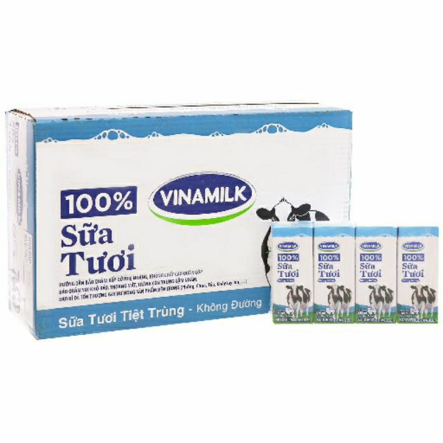 THÙNG 48HỘP SỮA TƯƠI VINAMILK 100% 180ML ĐỦ LOẠI