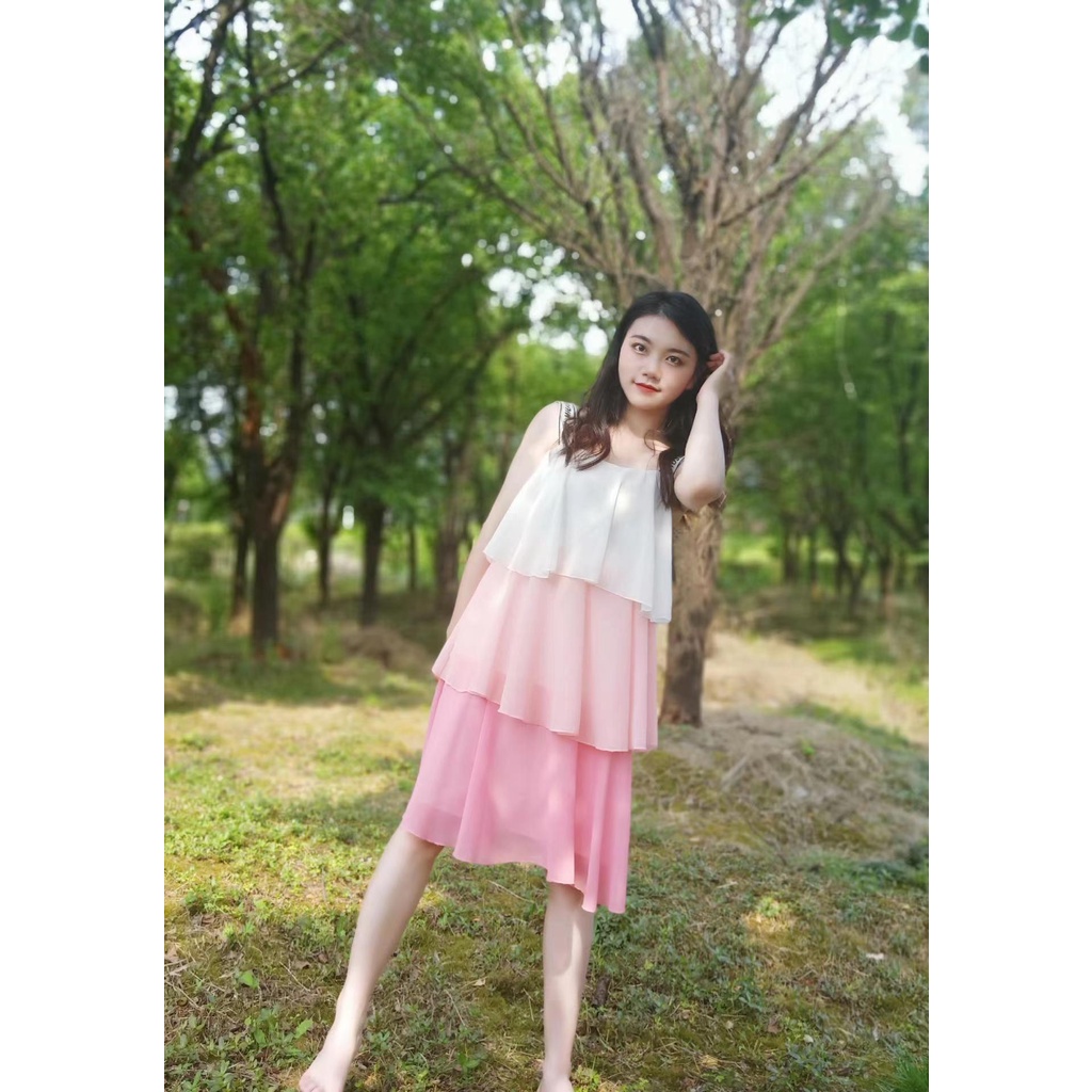Đầm Phong Cách Mới Mùa Hè 2022✨✨ Đầm Voan Không Tay Màu Gradient Thời Trang Dành Cho Nữ