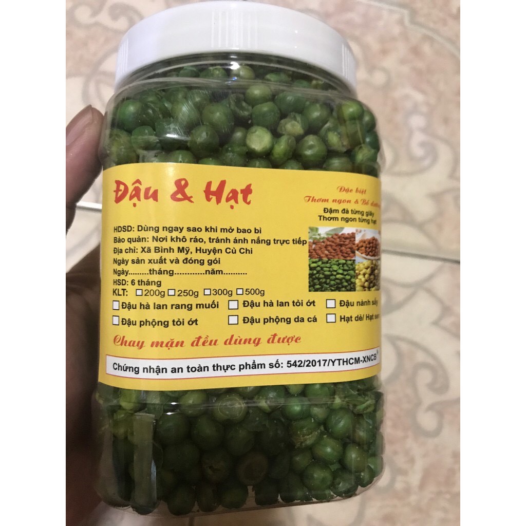 500G ĐẬU HÀ LAN RANG MUỐI SẤY GIÒN TAN