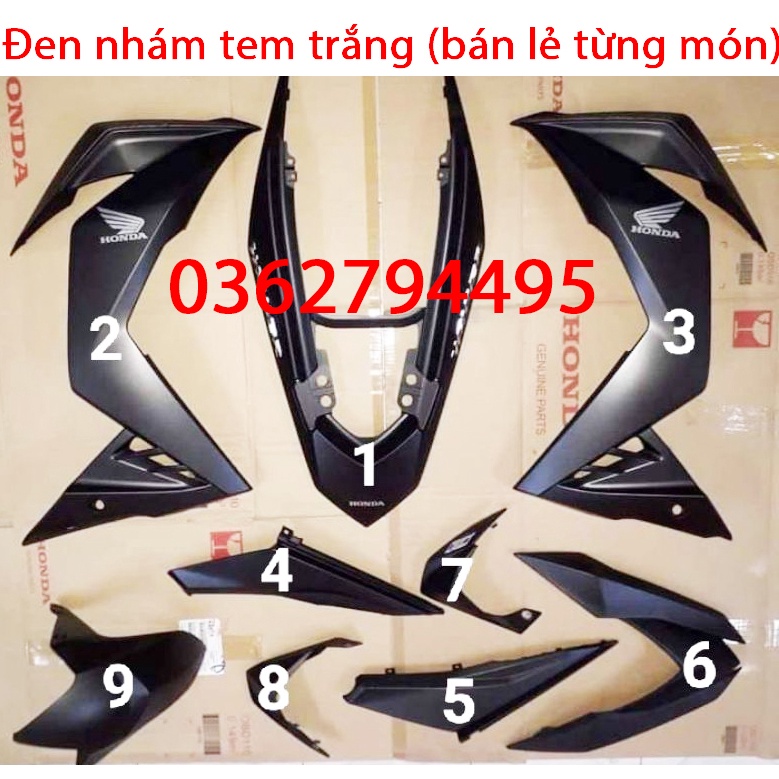 Dàn áo Winner V1 Đen nhám tem trắng Zin chính hãng Honda