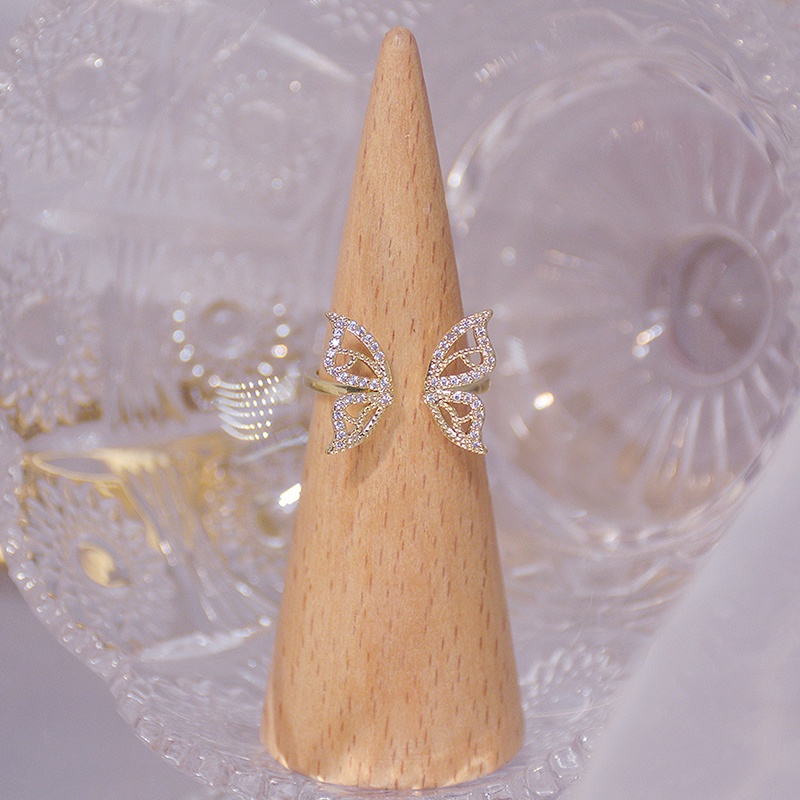 Nhẫn Vàng Hình Bướm Có Thể Điều Chỉnh Kích Cỡ Phong Cách Hàn Quốc