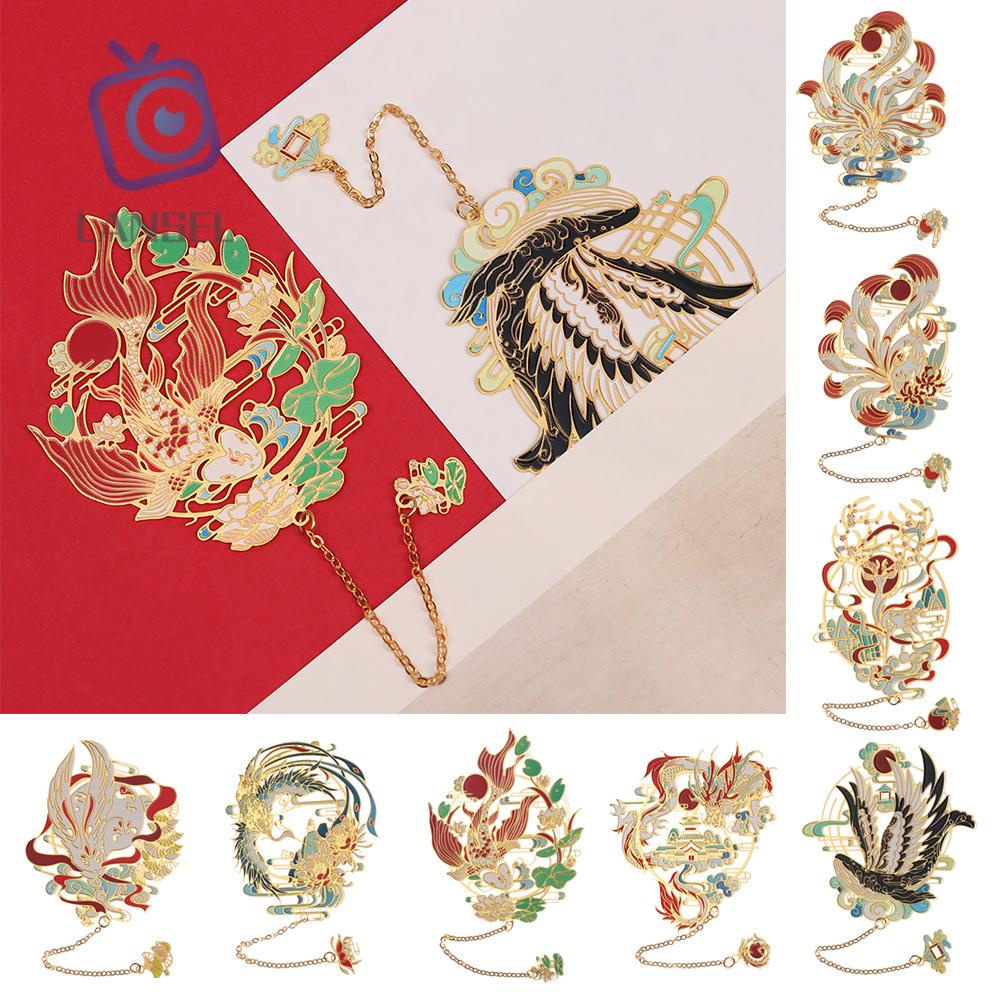 Kẹp sách đánh dấu bằng kim loại phối tua rua phong cách Trung Hoa cổ điển độc đáo