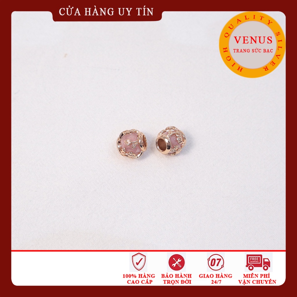 Charm bạc xi vàng hồng- Bạc 925 cao cấp- Trang sức bạc Venus
