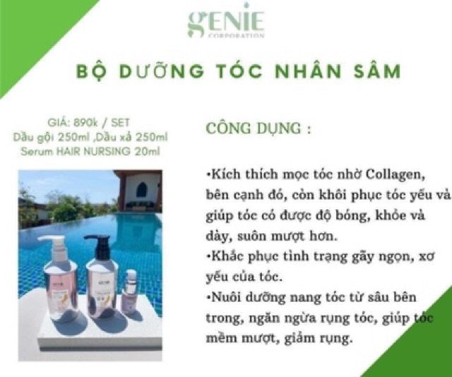 Bộ dầu gội kích mọc tóc Genie.