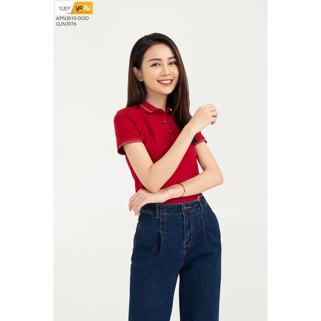 Áo Polo Nữ Pima YODY Áo Thun Cotton Co Giãn, Thấm Hút Mồ Hôi Mã: APN3010