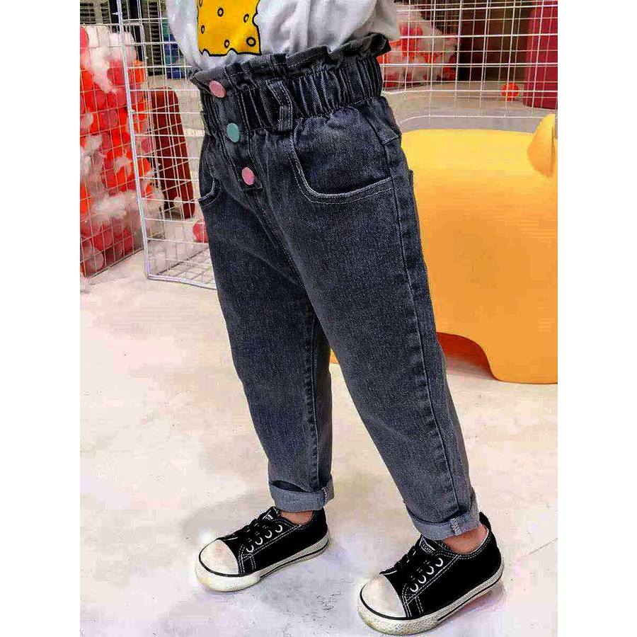 Quần jean IQ ANGEL lót lông cừu dày dặn giữ ấm tùy chọn họa tiết dành cho bé gái