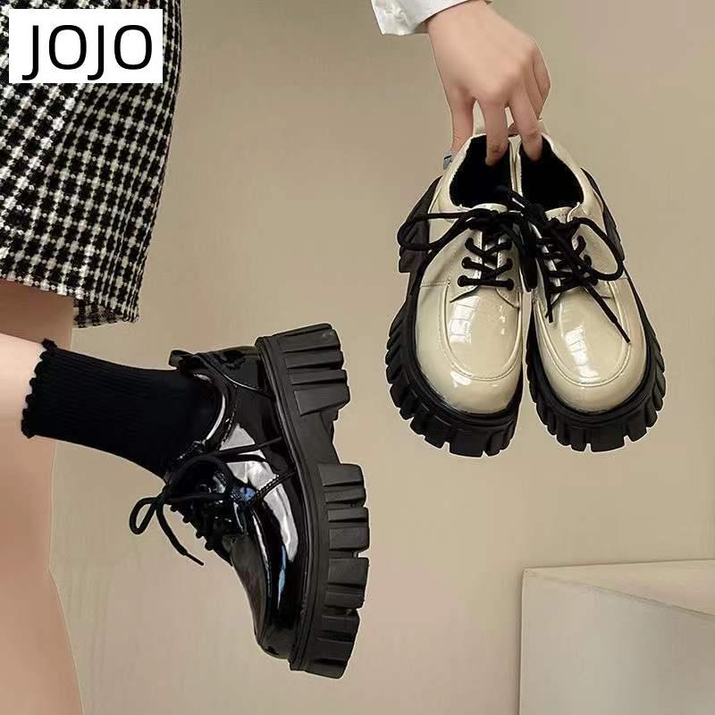 Giày Da Buộc Dây Đế Dày Phong Cách Anh Quốc Cổ Điển Hợp Thời Trang Cho Nữ