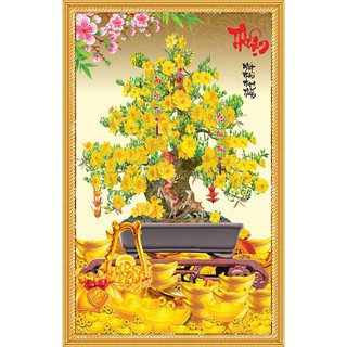 tranh đính đá toàn bộ Hoa Mai (tranh đá tự đính)