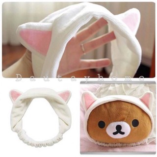 Băng đô rửa mặt tai mèo, bờm rửa mặt cho nữ bằng lông mềm 🍓