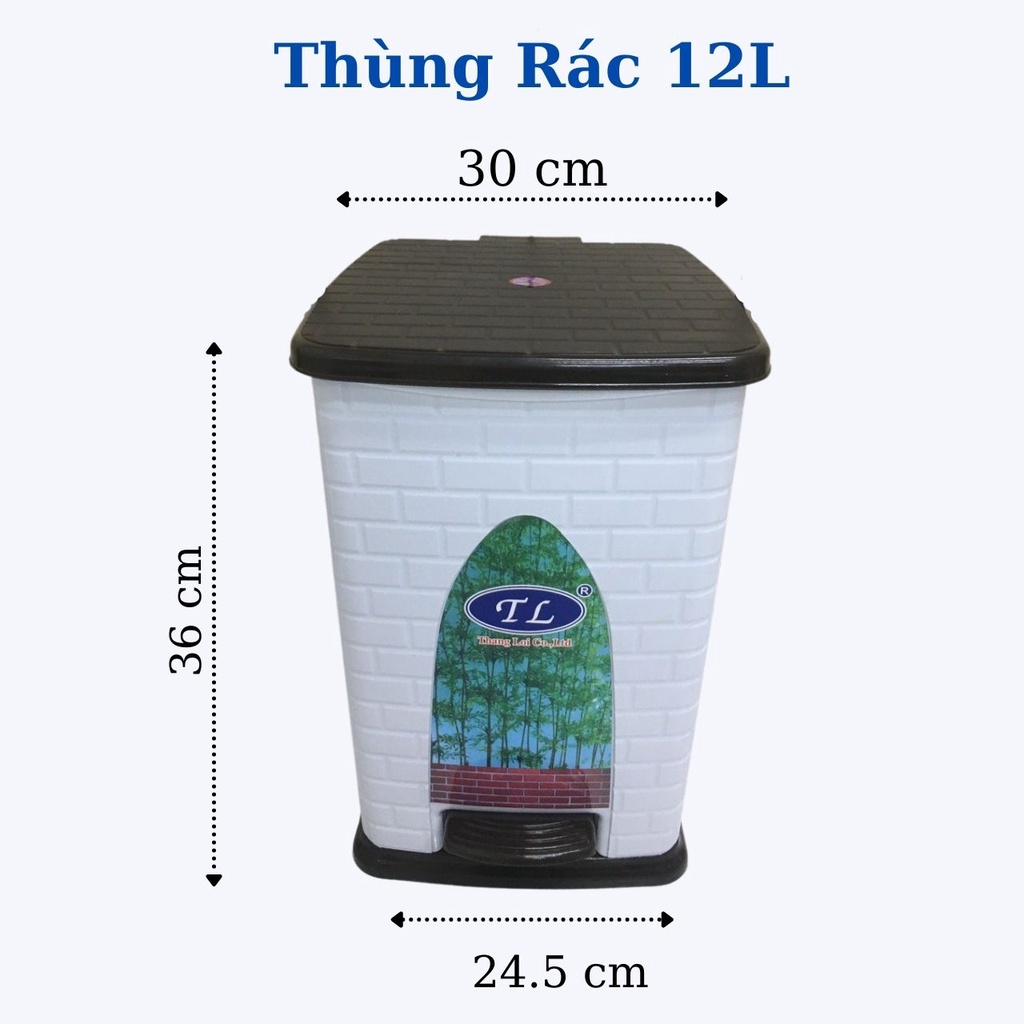 Thùng Rác 12L Size Trung - Nhựa Thắng Lợi 30x24.5x36cm