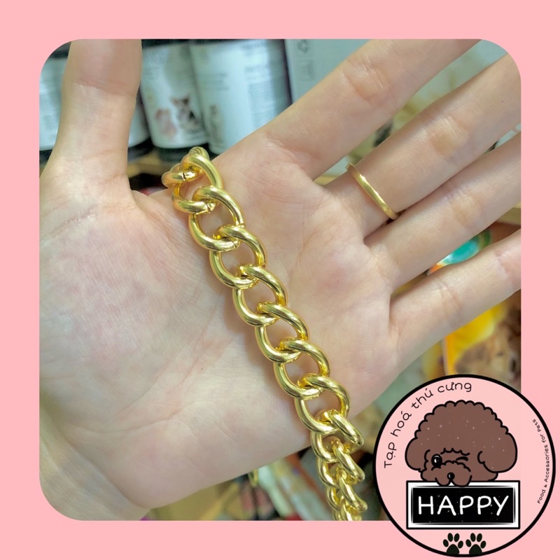 Vòng đeo cổ dây xích mạ vàng cho chó mèo / Dây chuyền kim loại vàng cho thú cưng [Ảnh thật] - Tạp Hoá Thú Cưng Happy