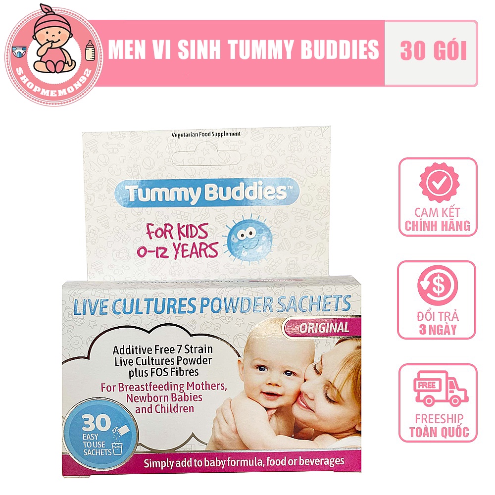 Date 10/2023 - Men vi sinh cho bé Tummy Buddies - UK mẫu mới 30 gói (Giúp ăn ngon và hết táo bón)