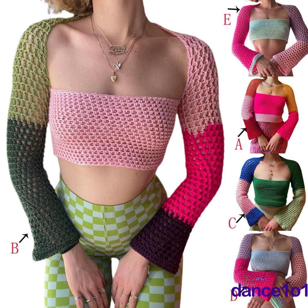 Khiêu Vũ1O1-Cổ Điển Nữ 90S Áo Pull Crochet