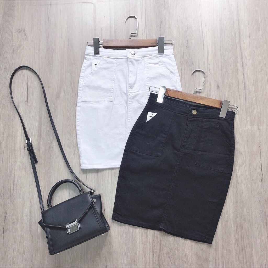 Chân váy nữ kiểu bút chì - MIN Boutiques - Ảnh thật - Váy công sở chất Kaki - Màu Đen - Size SML | BigBuy360 - bigbuy360.vn