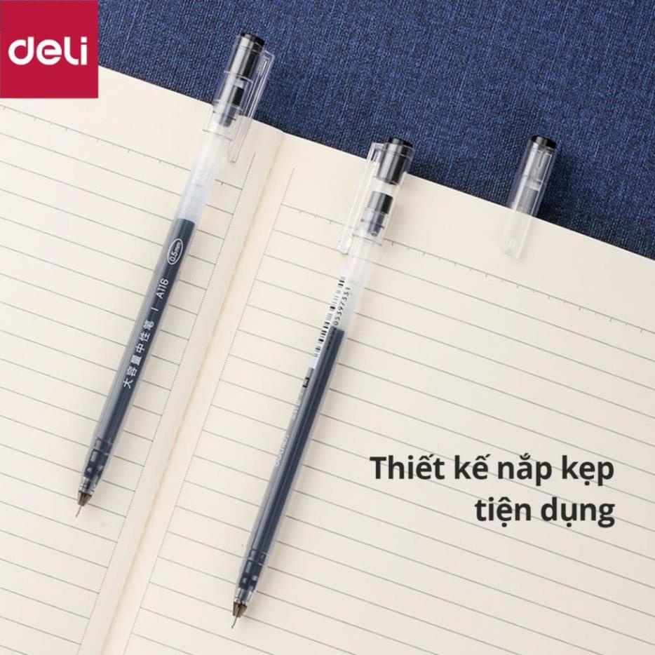 Bút gel nước 0.5mm Deli - viết được 800m - 1 chiếc - Màu đỏ / Xanh / Đen - A116