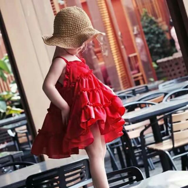 Maxi đỏ xinh cho bé gái