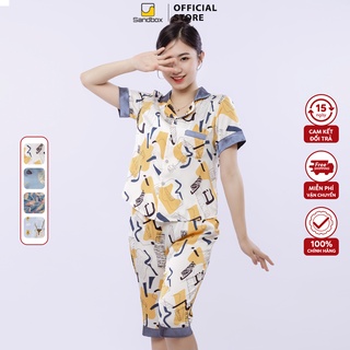 Đồ Bộ Nữ Mặc Nhà Pijama Lụa Nhật Mềm Mát Mùa Hè SANDBOX Thiết Kế Tay Cộc Quần Lửng Họa Tiết Nhã Nhặn - BLL22005