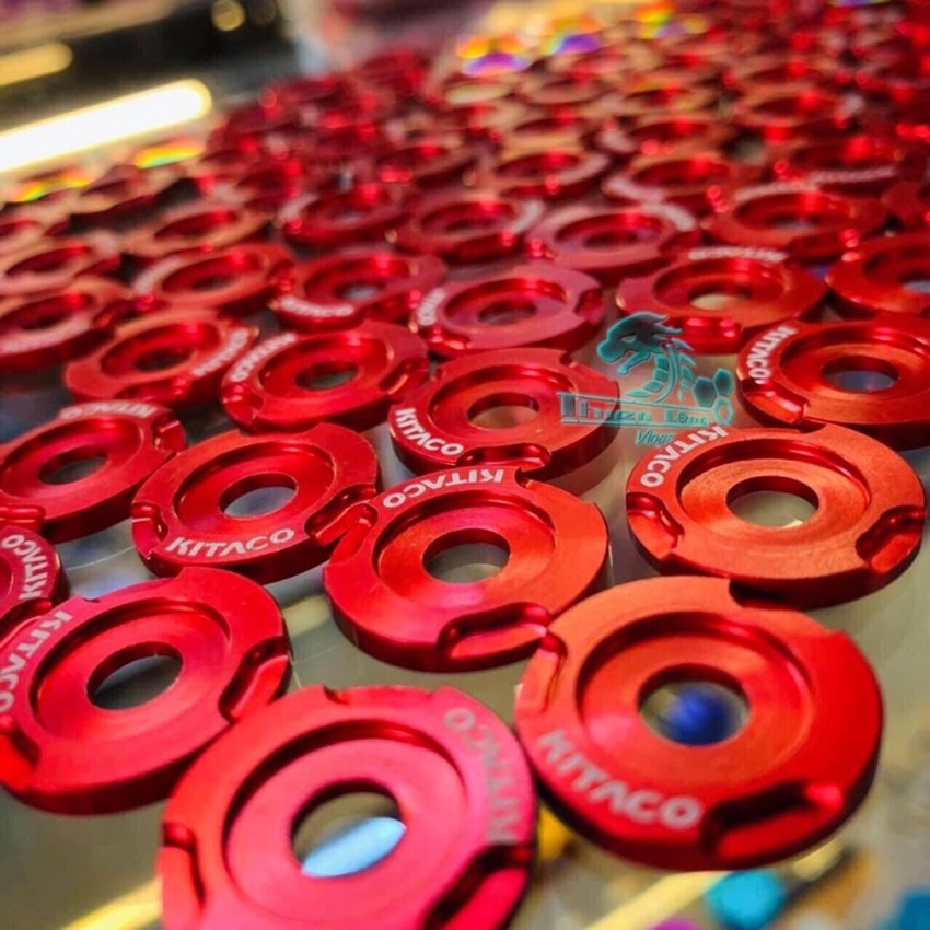 Lông đền đỏ nhôm cnc kitaco 6li 8li gắn dàn áo xe máy, mẫu dày cao cấp