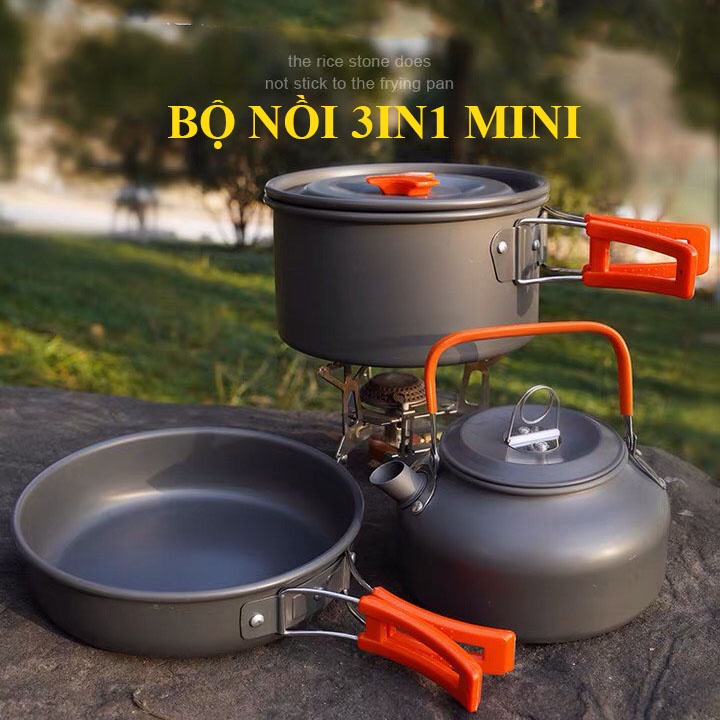 Bộ Nồi,/Chảo Mini Nấu Ăn/Pha Cà Phê Du Lịch Cắm Trại Dã Ngoại 8 Món Tiện ích