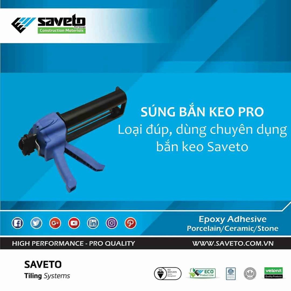 Súng bắn keo, bơm keo chà ron gạch -  Saveto