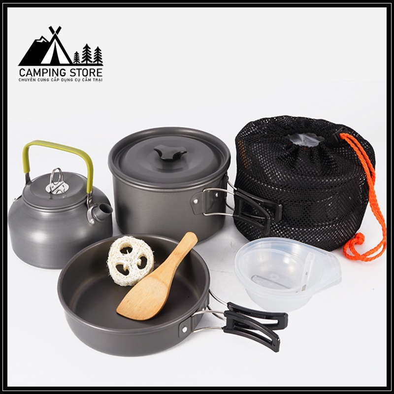 BỘ NỒI NẤU ĂN DÃ NGOẠI GẤP GỌN TIỆN DỤNG 2-3 NGƯỜI- BỘ XOONG NỒI NHỎ GỌN DU LỊCH, CẮM TRẠI 7 MÓN CAO CẤP