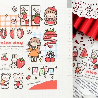🍎Sticker02 cô bé mầu đỏ dễ thương