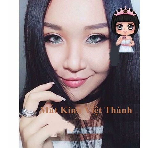 giá 1 cặp Lens Xám Tây có LỆCH ĐỘ sẵn 0-6 độ PONY GRAY kính áp tròng cận Hàn quốc d2020 white pony gray