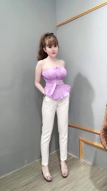ÁO KIỂU CÚP NGỰC NHÚN KÈM THẮT NƠ