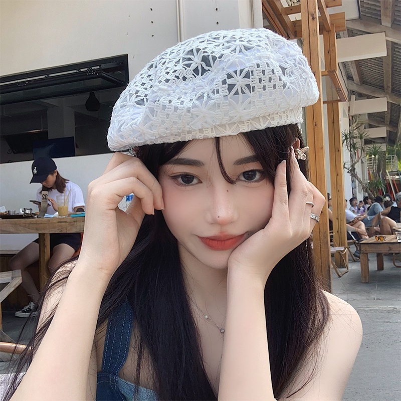 Mũ Beret Ren Mỏng Thoáng Khí Thời Trang Mùa Hè Cho Nữ