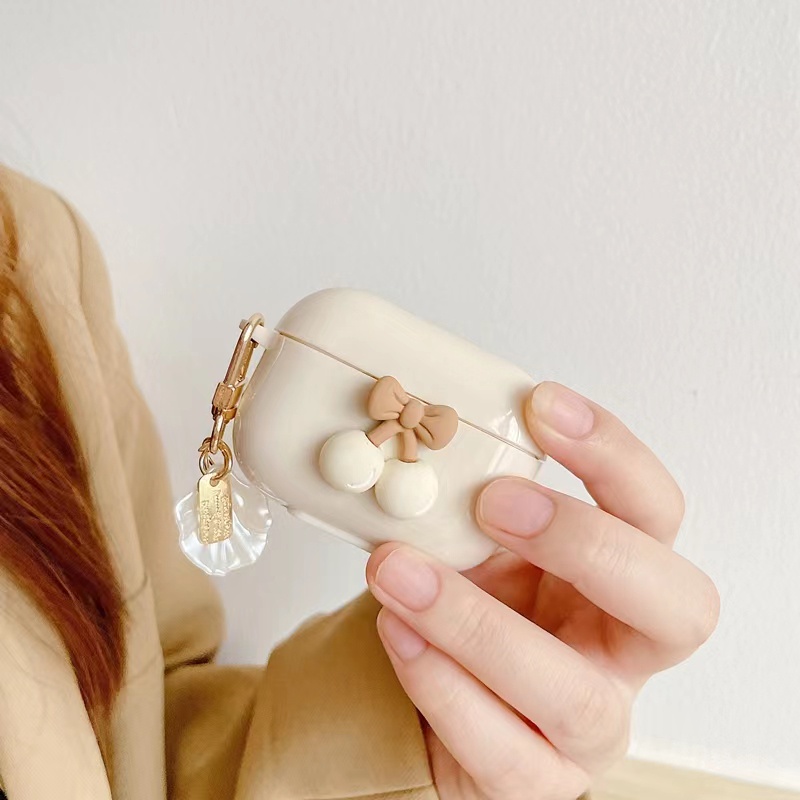 Ốp Hộp Đựng Tai Nghe Nhét Tai Bluetooth Không Dây Hình Kem Cherry Cho airpods 1 / 2 / 1 / Pro