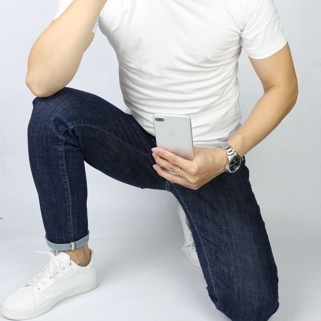 Quần Jean Nam Xanh Đen Đậm Chất Jeans Cao Cấp Co Giãn Tốt Form Slimfit _X090