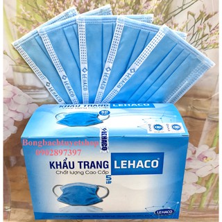 Khẩu trang Lehaco 5 lớp XANH có giấy kháng khuẩn 50 cái/ hộp - Khẩu trang Y tế 5 lớp màu XANH kháng khuẩn Lehaco