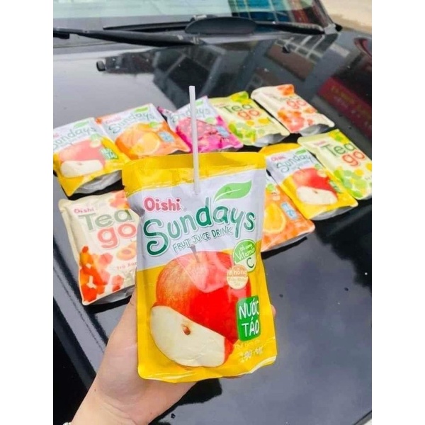 Thùng 10 Túi Nước Oishi Sundays/ T Rexx/ Tea Go / 200ML nhiều hương vị trái cây