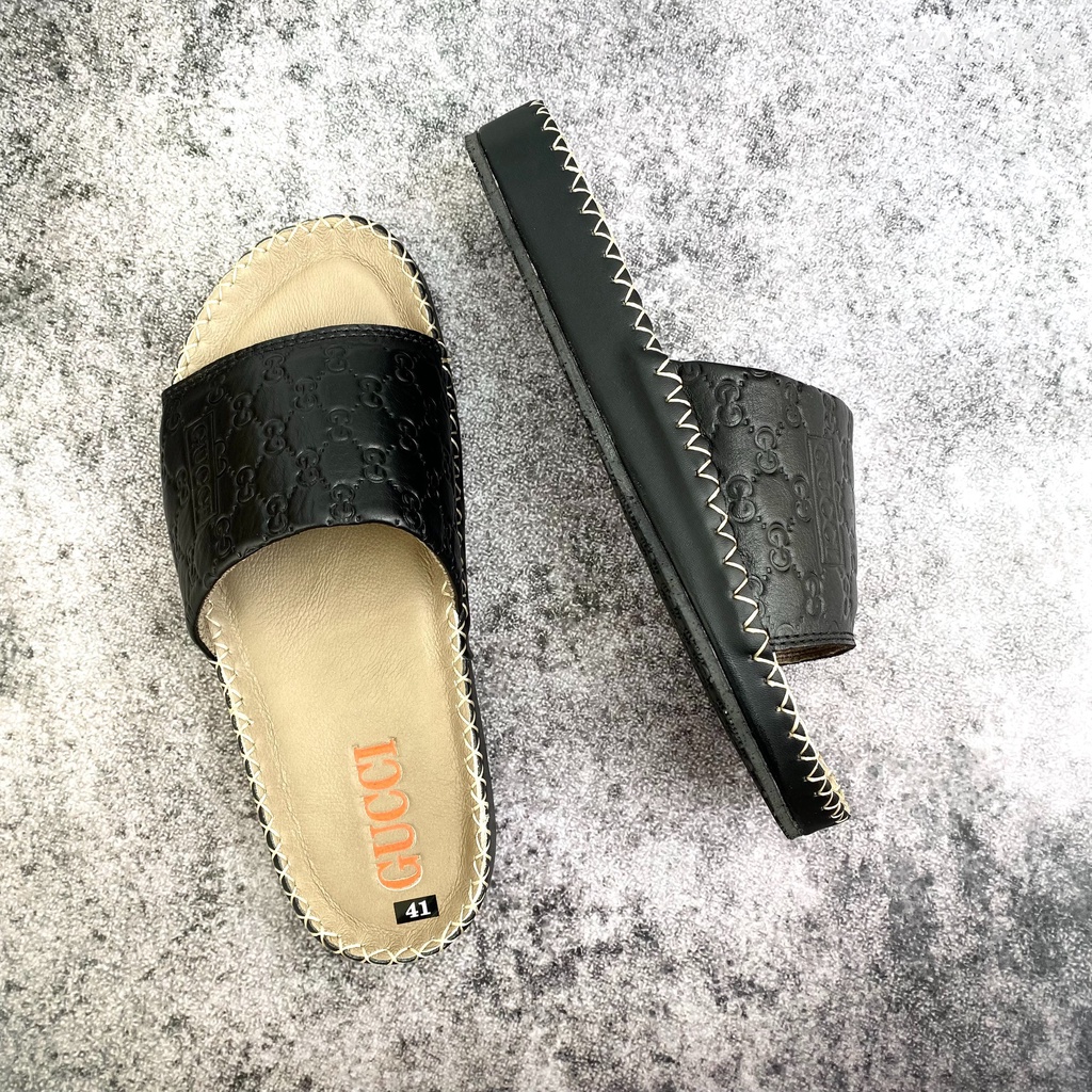 Dép GC quai ngang nam cao cấp chất liệu da êm chân chắc chắn độ bền cao phong cách PALOKA