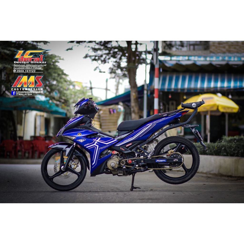 Tem rời Exciter 150 xanh chỉ trắng xám