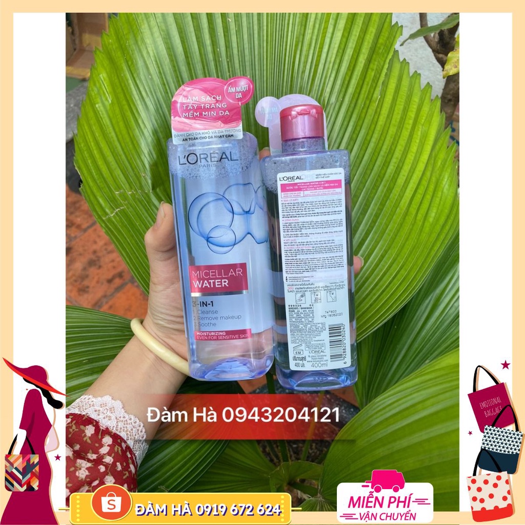 Tẩy trang Loreal 400ml L’Oreal 3in1 Micellar Water