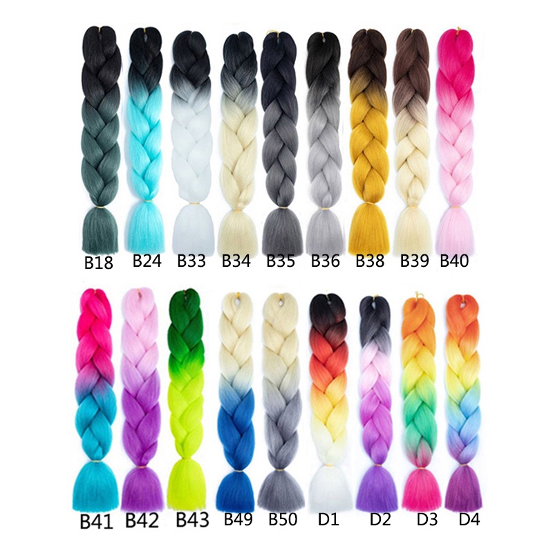 Tóc giả thắt bím 24 inch nhiều màu sắc gradient sành điệu thời trang cho nữ