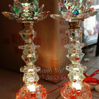 Bộ Đèn Thờ Sen Pha Lê Mà:0443