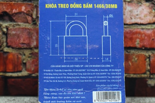 Ổ KHOÁ ĐỒNG BẤM VIỆT TIỆP-1466/38MB