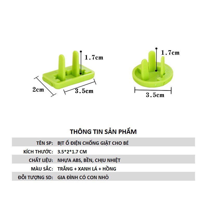 Bịt Ổ Điện chống giật CAO CẤP, bảo vệ an toàn cho bé, 2 chân 3 chân, nhựa ABS siêu bền, chống cháy