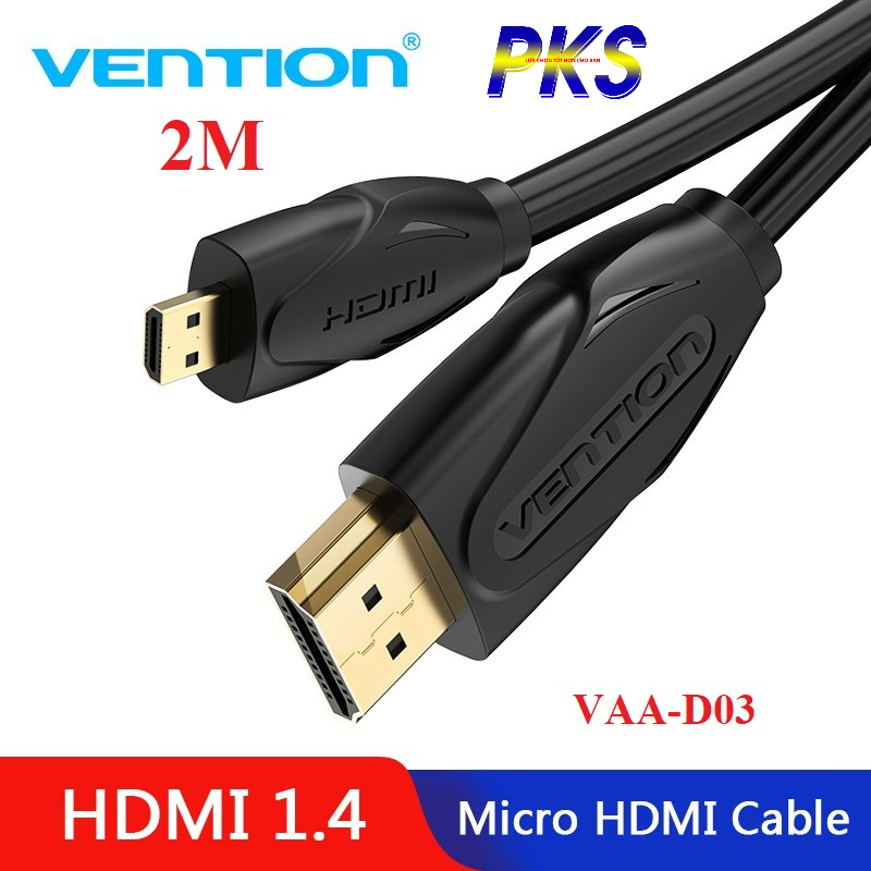 Dây cáp chuyển đổi Micro HDMI sang HDMI mạ vàng cao cấp dài 2m Vention - Hàng Chính Hãng
