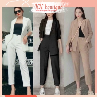 Set vest nữ quần dài đẹp trẻ trung năng động công sở đi làm đi chơi đều được size M L từ 46-62kg KN Boutique